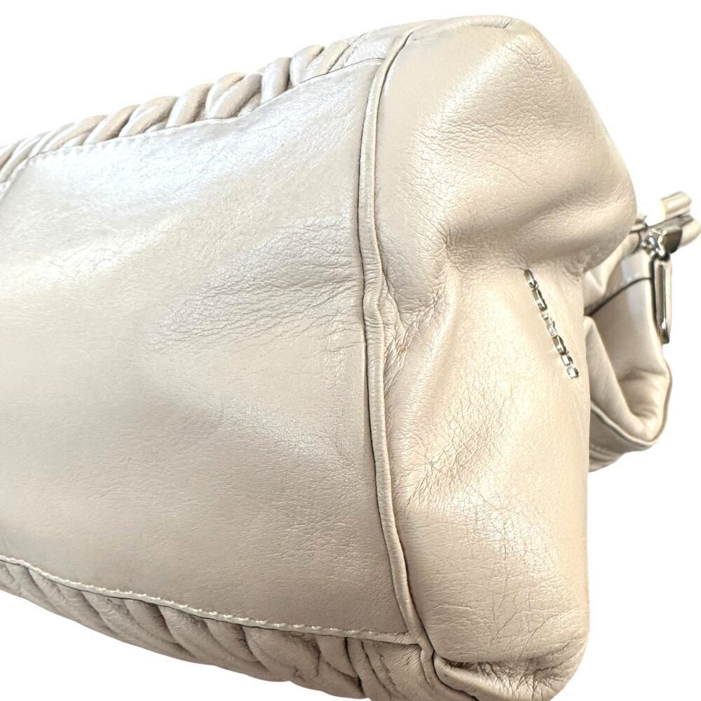 COACH Madison Phoebe Gathered Twist Leather Shoulder Bag Taupe/Beige 25260 - Picture 6 of 12